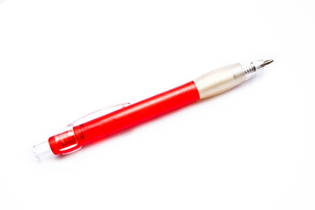 Simple writing Red pen isolated on white backgroundの写真素材