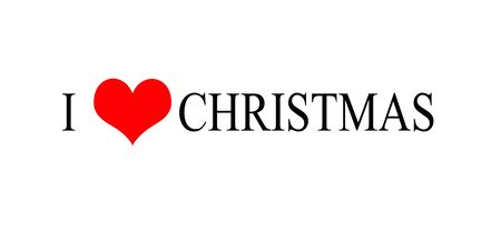 Simple red heart for print poster, card, t-shirt, mug, stickers. With the text words: I love Christmasの写真素材
