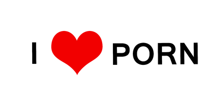 Simple red heart for print poster, card, t-shirt, mug, stickers. With the text words: I love pornの写真素材