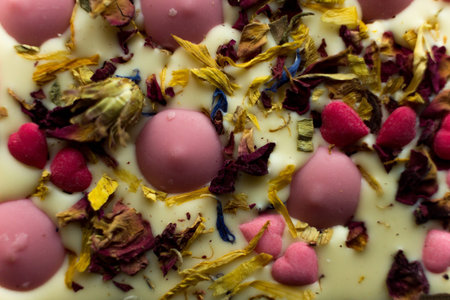Original Polish white chocolate with straberry candies and sweet herbs. Hand made dessert snack...