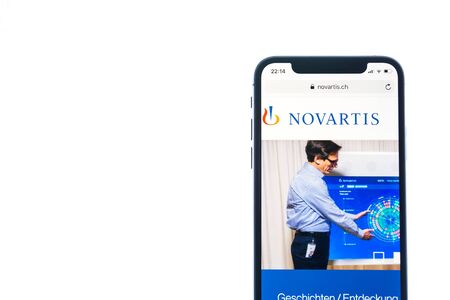 SOLOTHURN, SWITZERLAND - NOVEMBER 11, 2018: Novartis logo displayed on a modern smartphoneのeditorial素材