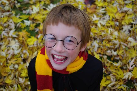 A child smiles on halloweenの写真素材