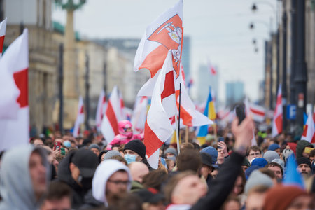 Warsaw, Poland - March 26, 2022: Belarus Freedom Day
