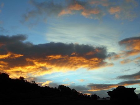 sunset in mountain camp, sun of the deerの写真素材