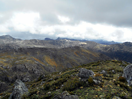 Capture of a mountainous landscape, evoking grandeur and majesty. Series that allows visualizing aspects of nature in its different facets: joyful, sad, gray, bright. Each moment has its own image.の写真素材