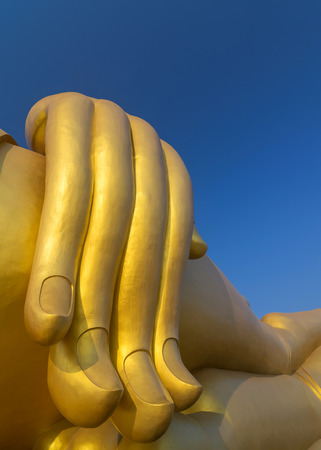 The Big Hand Buddha at Wat Muang Temple, Angthong, Thailandの写真素材
