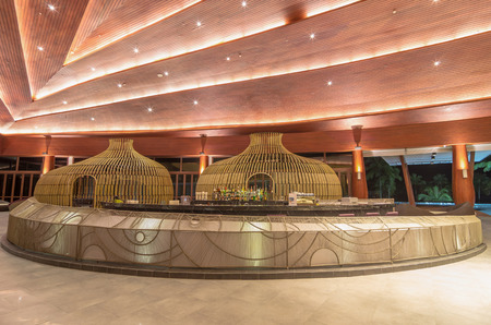 KHAOLAK, THAILAND - NOV 1 : Lobby and bar of the SENTIDO Graceland Khao Lak Resort & Spa.is located on Bangsak Beach and is located 90 kilometres north of Phuket, on November 1, 2013 in Khaolak, Thailandのeditorial素材