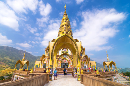 PHETCHABOON â€“ DEC 8: Undefined traveler walk around Main pagoda at Wat Pha Sorn Kaew on...