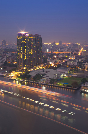 cityscape river view at twilight timeの写真素材
