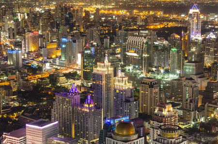 Bangkok cityscape Modern building at night,Thailandの写真素材