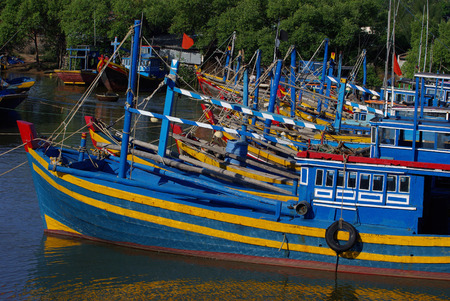 a lot of fishing boat at fisherman village, nuine, vietnamのeditorial素材