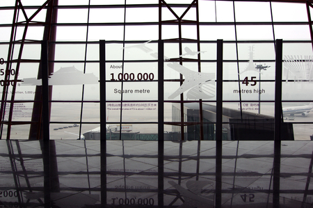 BEIJING - SEP 15: The architecture of Beijing International Airport on September 15, 2010. Beijing International is one of the Biggest hubs on asia, chinaのeditorial素材