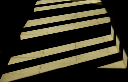 Abstract shadow doorway with visible light beam