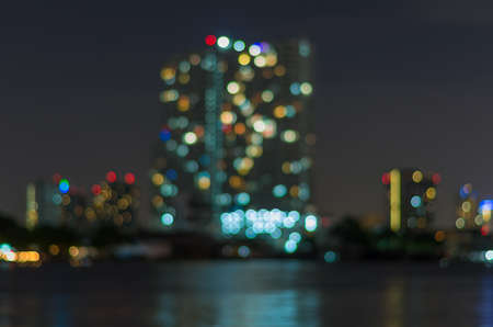 bangkok cityscape river view at twilight time, Blurred Photo bokehの写真素材