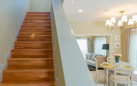 BANGKOK, THAILAND - AUG 12 : Interior Living room with staircase of Vista Park Sathorn-Pinklao, is located at ratchaphruek on August 12,2014, Bangkok, Thailandのeditorial素材