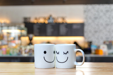 coffee store blur background with bokehの写真素材