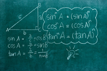 mathematics formulas on a blackboardの写真素材
