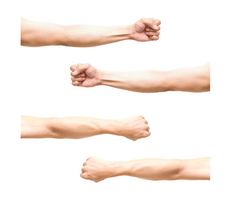 sum 4 pic of Arm in fist action on white backgroundの写真素材