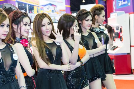 BANGKOK - APRIL 3 : Unidentified models with Sony on display at The 36th Bangkok International Motor show on April 3, 2015 in Bangkok, Thailand.のeditorial素材