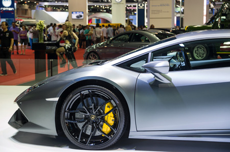 BANGKOK - APRIL 3 : 2015 Lamborghini super car on the stage show in The 36 th Bangkok International Motorshow , on April. 3, 2015 in Bangkok, Thailandのeditorial素材