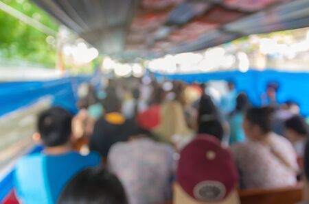 Abstract blurred photo of express boat, transportation background conceptの写真素材