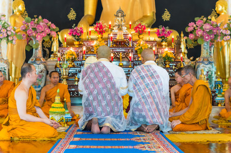 SAMUTPRAKA, THAILAND - MAY 31: The ordination ceremony on May 31, 2015 at phra samut chedi temple in...