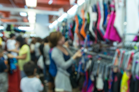 Abstract blurred photo of store blur with customer choose product bokeh backgroundの写真素材
