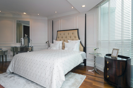 BANGKOK, THAILAND - APRIL 23 :  Luxury Interior bedroom of My resort as river condominium beside the chao phraya river on April 23, 2015 in Bangkok, Thailandのeditorial素材