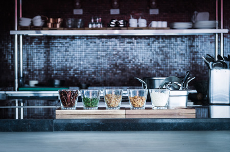 Luxury kitchen, blue tone colorの写真素材