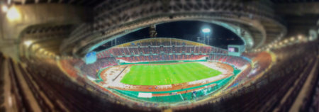 panorama of Abstract blurred photo of fan sport at stadium, sport background concept