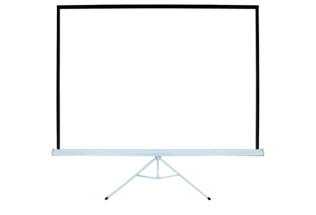 Blank projector canvas isolated on white background, include clipping pathの写真素材
