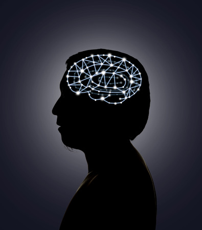 Silhouette of human head with technology line of the brain, Science healthy education conceptの写真素材
