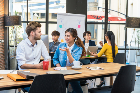 Group Of Asian and Multiethnic Business people with casual suit working and talking together in the modern Office, people business group conceptのeditorial素材