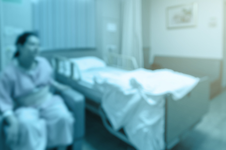 Abstract photo blurred of patient room background in hospital Patient, Hospital and physician conceptの写真素材