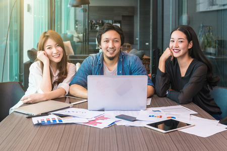Group Of AsianBusiness people with casual suit working in the modern Office, people business group conceptの写真素材