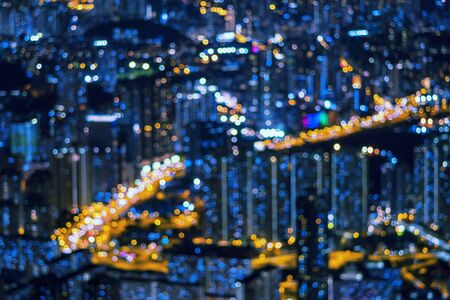 Cityscape bokeh, abstract photo Blurred of cityscape at twilight time, background conceptの写真素材