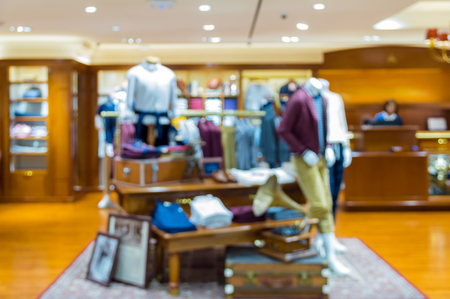 Abstract blurred photo of clothing store in a shopping mall, shopping conceptの写真素材