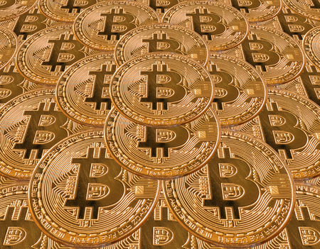 Bitcoins mockup pattern, cryptocurrency and isolate conceptの写真素材