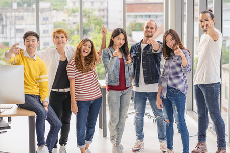 Group of asian and Multiethnic Business people with casual suit in the modern workplace, diversity and teamwork conceptの写真素材