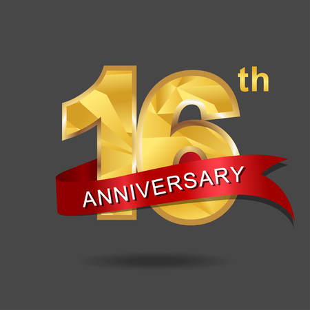 16 years anniversary celebration logotype.のイラスト素材