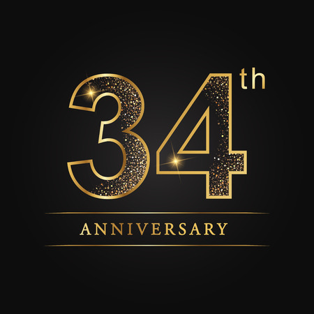 34 years anniversary celebration logotype. 34th anniversary logoのイラスト素材