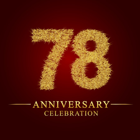 78 years anniversary celebration logotype. Logo gold pile of dry rice on red background. Number nest and fuzz gold foil.のイラスト素材