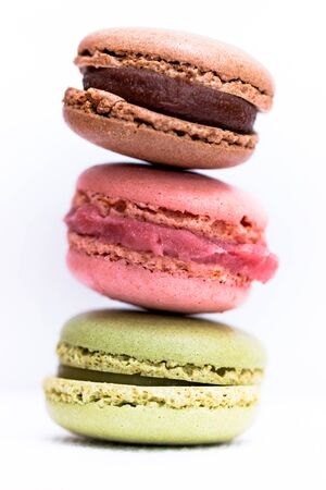 Macarons isolated on white backgroundの写真素材