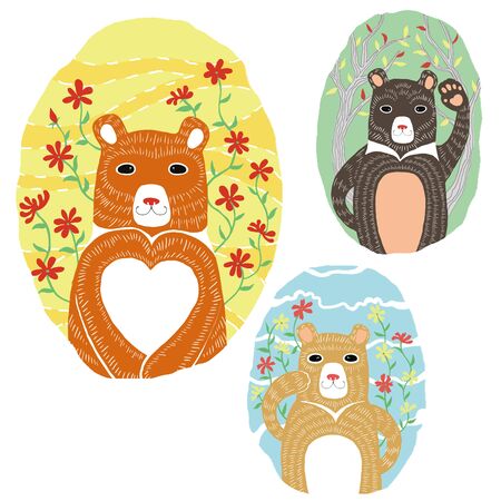 Bear family illustrationのイラスト素材