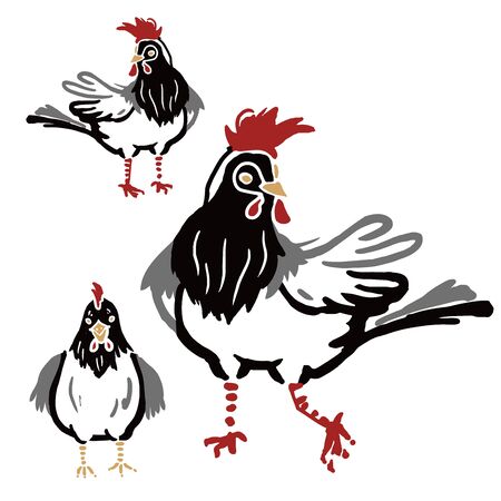 chinese new year chickenのイラスト素材