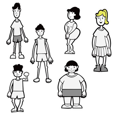 people with different body shapeのイラスト素材