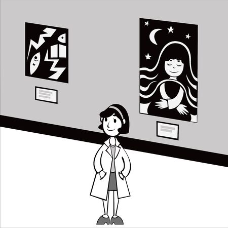 lady in museumのイラスト素材