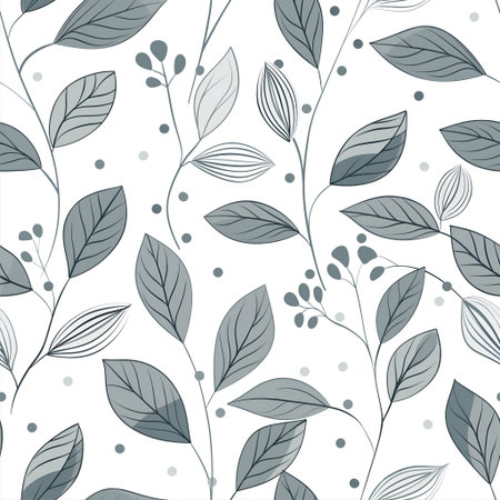 Seamless pattern with hand drawn leaves. Floral background.の素材