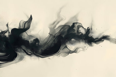 Abstract black smoke on a white background. Monochrome image.の素材