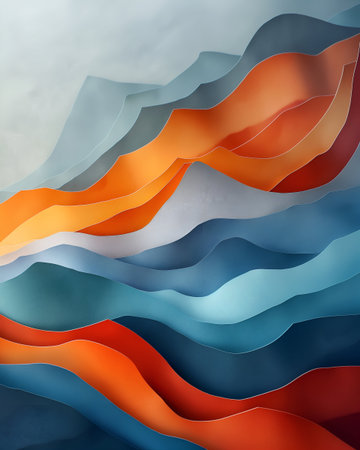 Abstract background with multicolored curved lines. 3d render illustrationの素材